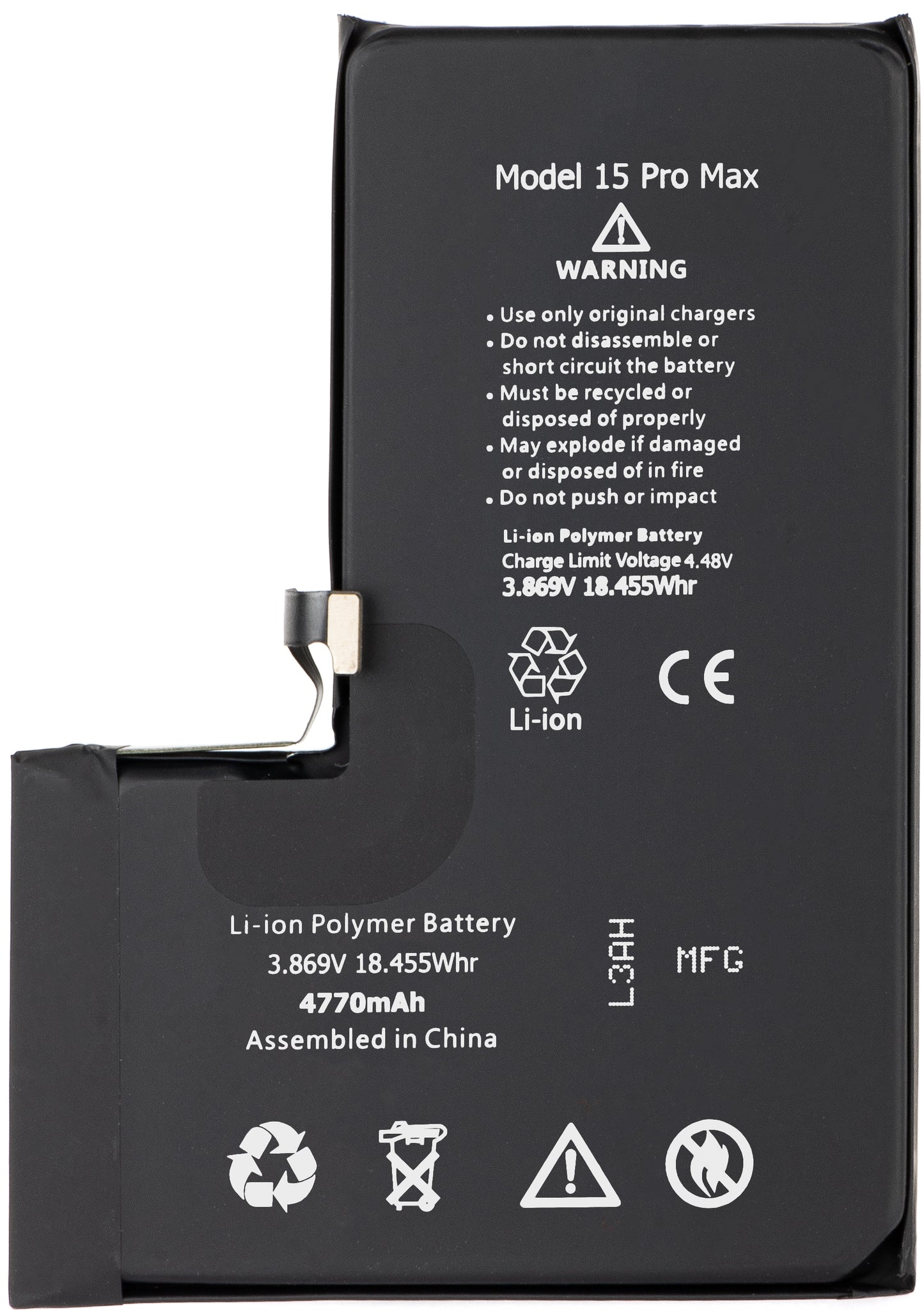 Batteria Apple iPhone 15 Pro Max, Alta Capacità