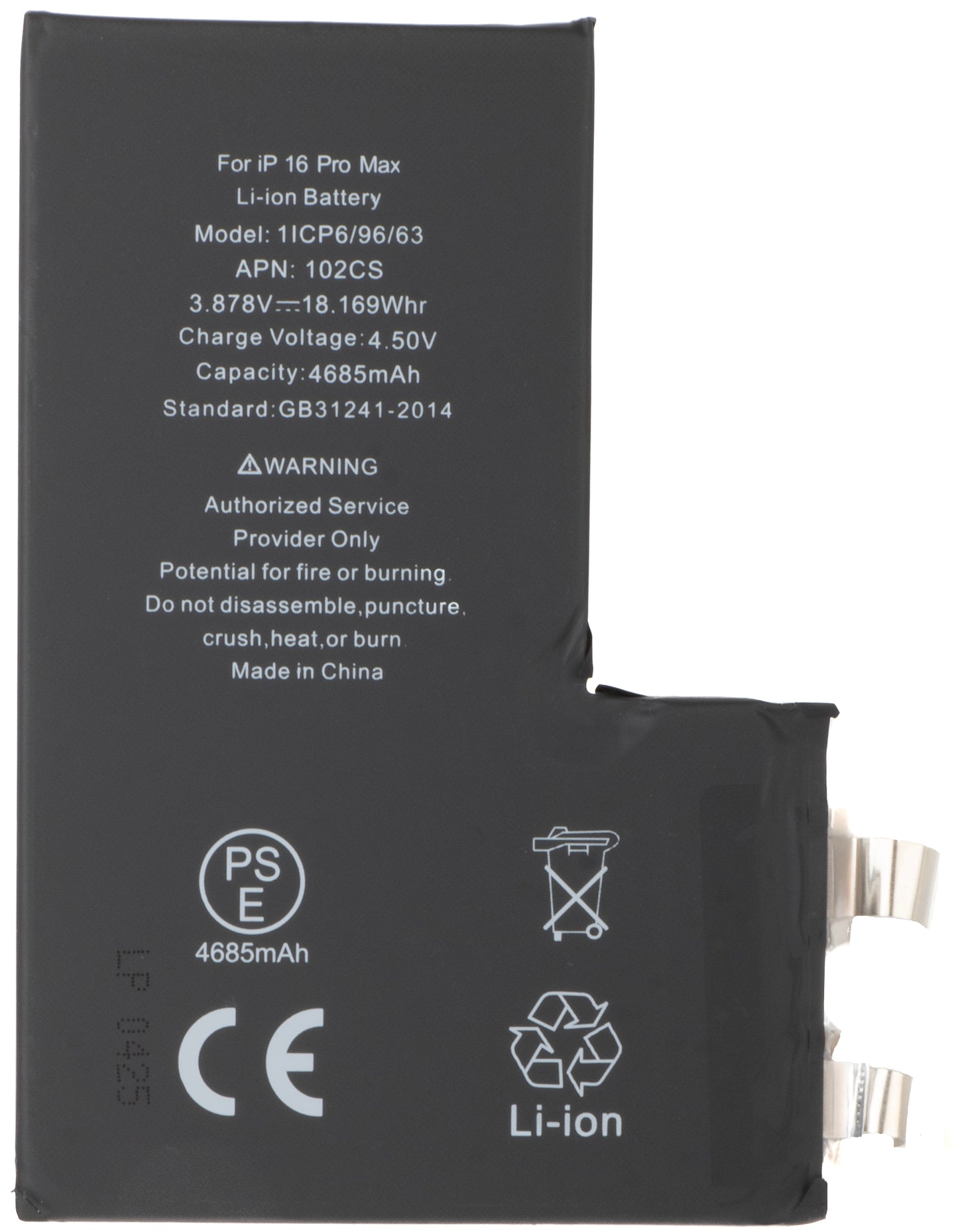 Batteria per Apple iPhone 16 Pro Max, senza Banda Flex BMS