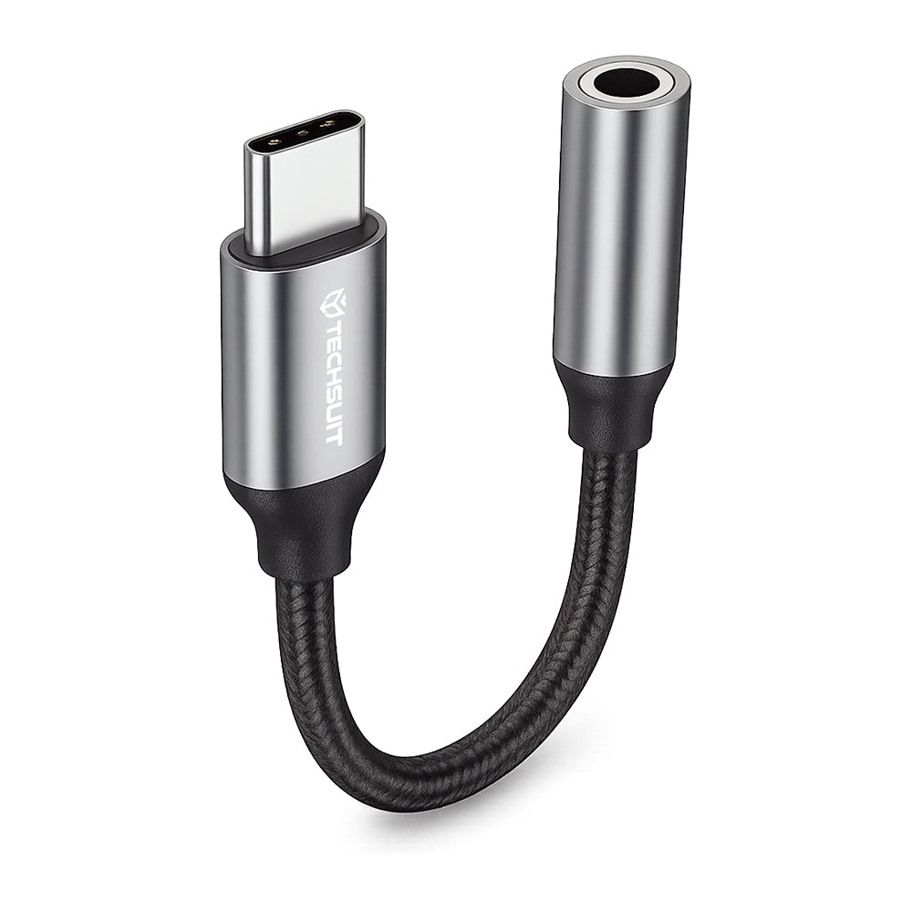 USB-C to 3.5mm Audio Adapter Techsuit AC12 FuseXound, Gray, Set of 2 Pieces