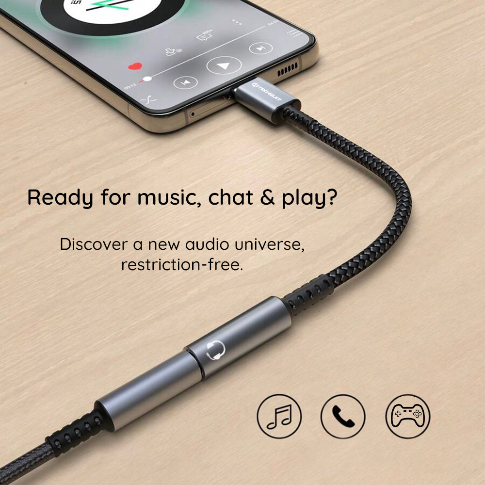 Adattatore Audio USB-C - 3.5mm Techsuit AC14 SonicPiX, Grigio