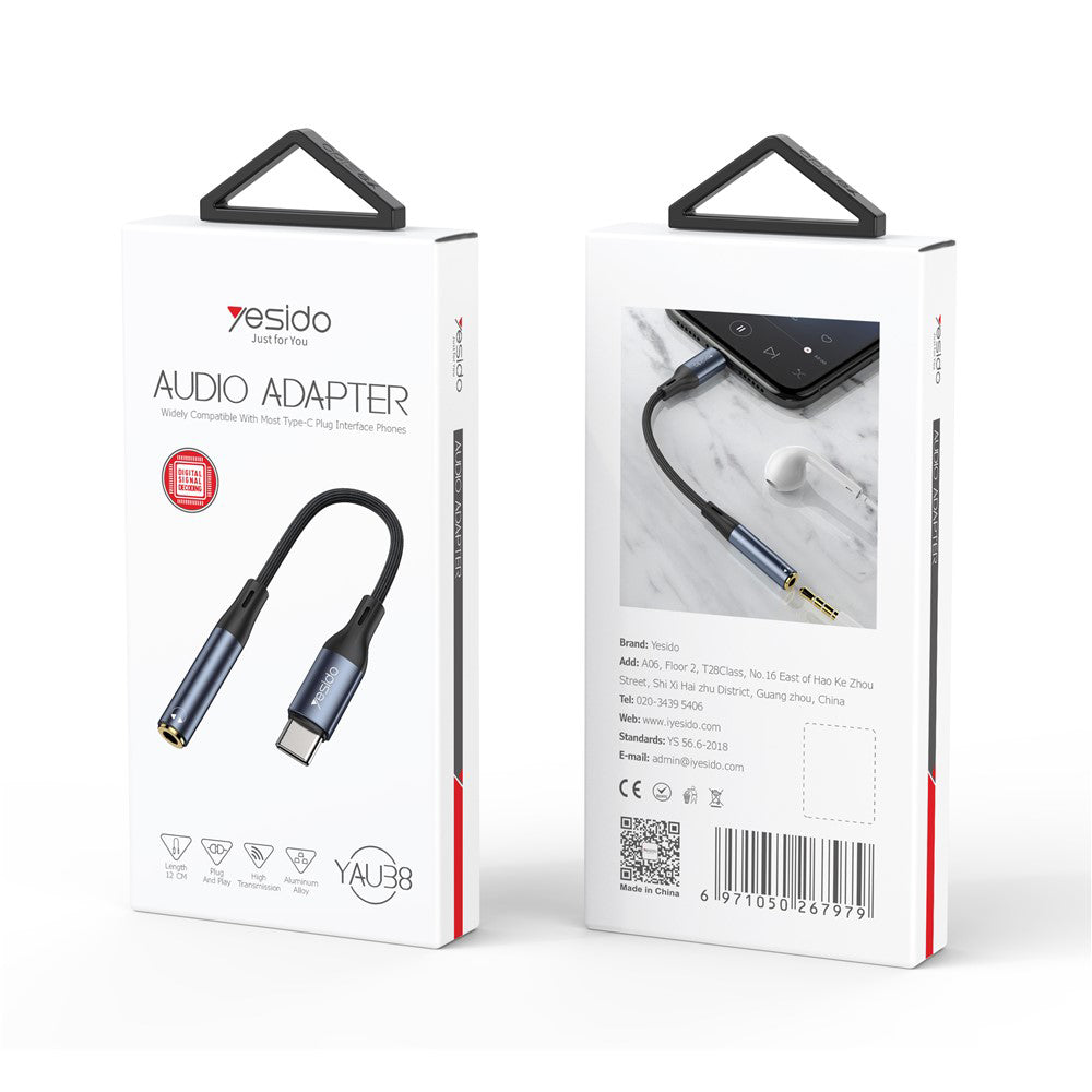 Adattatore Audio USB-C - 3.5mm Yesido YAU38, Nero