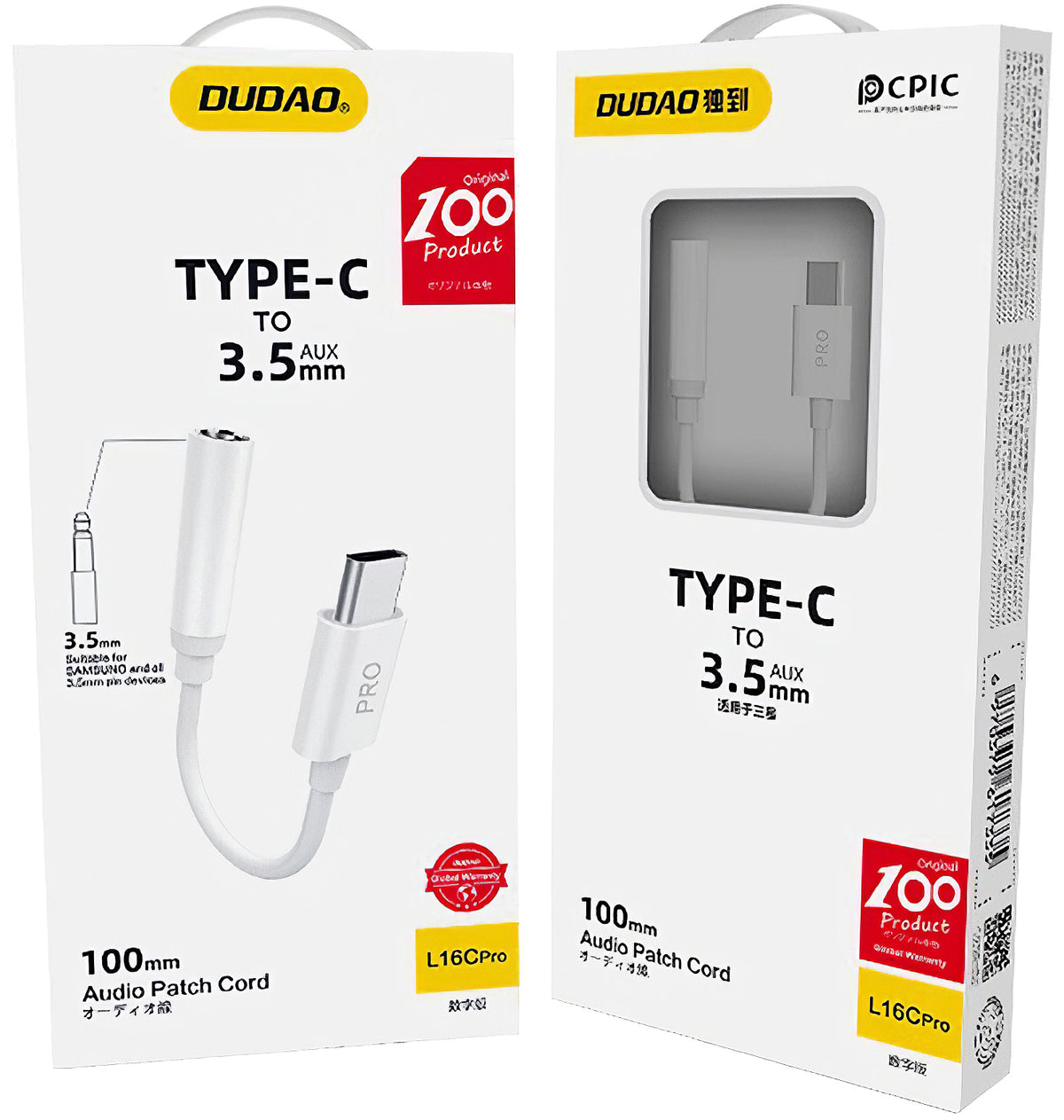 Adattatore Audio USB-C - 3.5mm Dudao L16CPro, Bianco