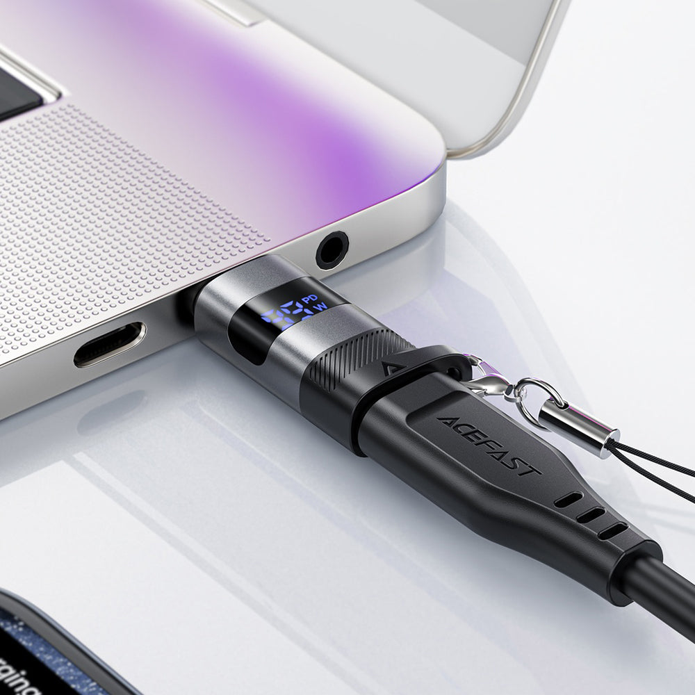 Adattatore Dati e Ricarica USB-C - USB-C Acefast J9 Display, Grigio