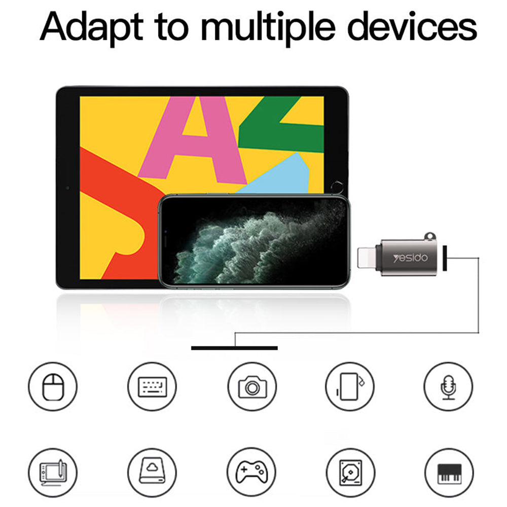 Adattatore OTG Lightning - USB-A Yesido GS14, Nero