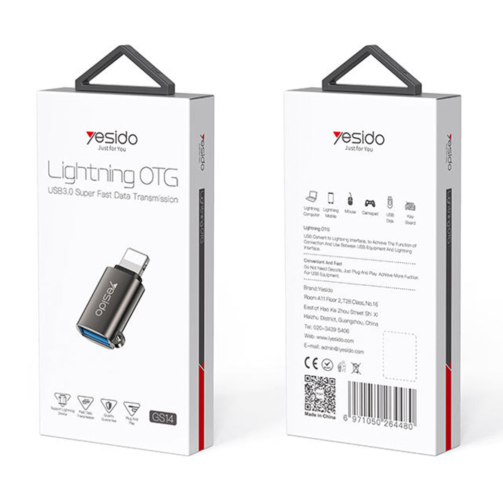 Adattatore OTG Lightning - USB-A Yesido GS14, Nero