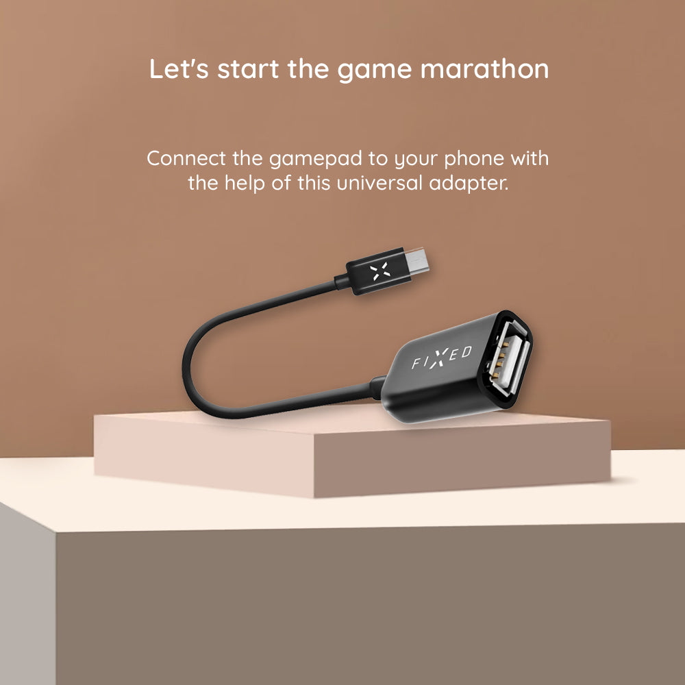 OTG USB-C to USB-A Fixed Adapter, Black