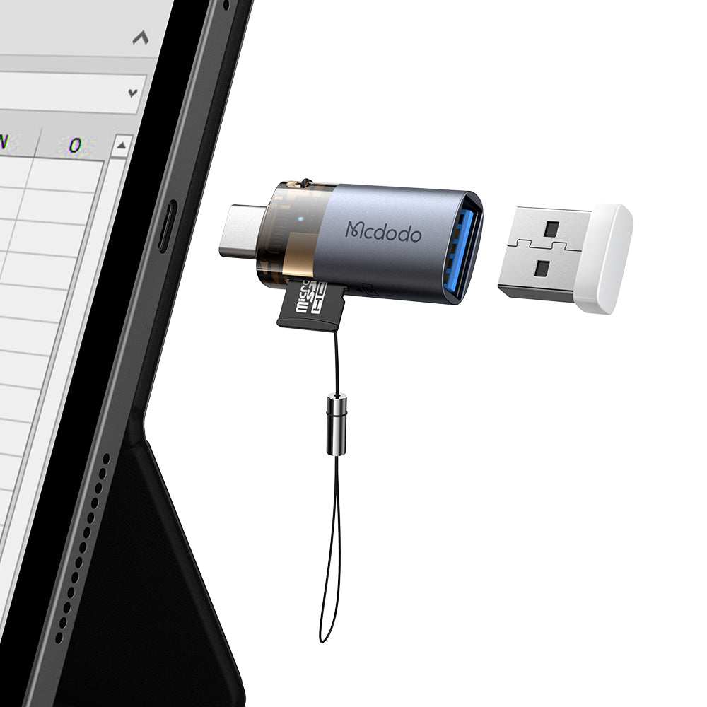 Lettore di schede USB-C McDodo OT-7600, USB-A (OTG) - microSD, Nero