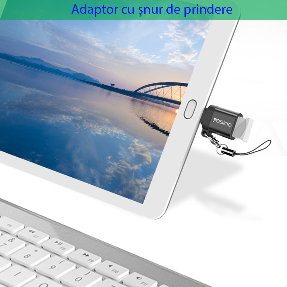 Adattatore OTG USB-C - USB-A Yesido GS06, Nero