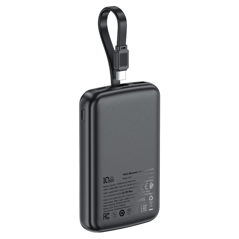 Batteria Esterna Acefast M13, 10000mAh, 22.5W, QC + PD, 1 x USB-A - 2 x USB-C, Nera