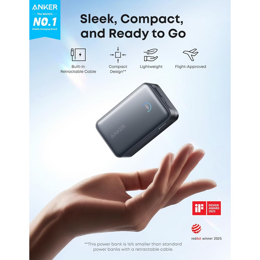 Batteria Esterna Anker Nano, 10000mAh, 45W, QC + PD, 1 x USB-A - 1 x USB-C, Nera A1638H11