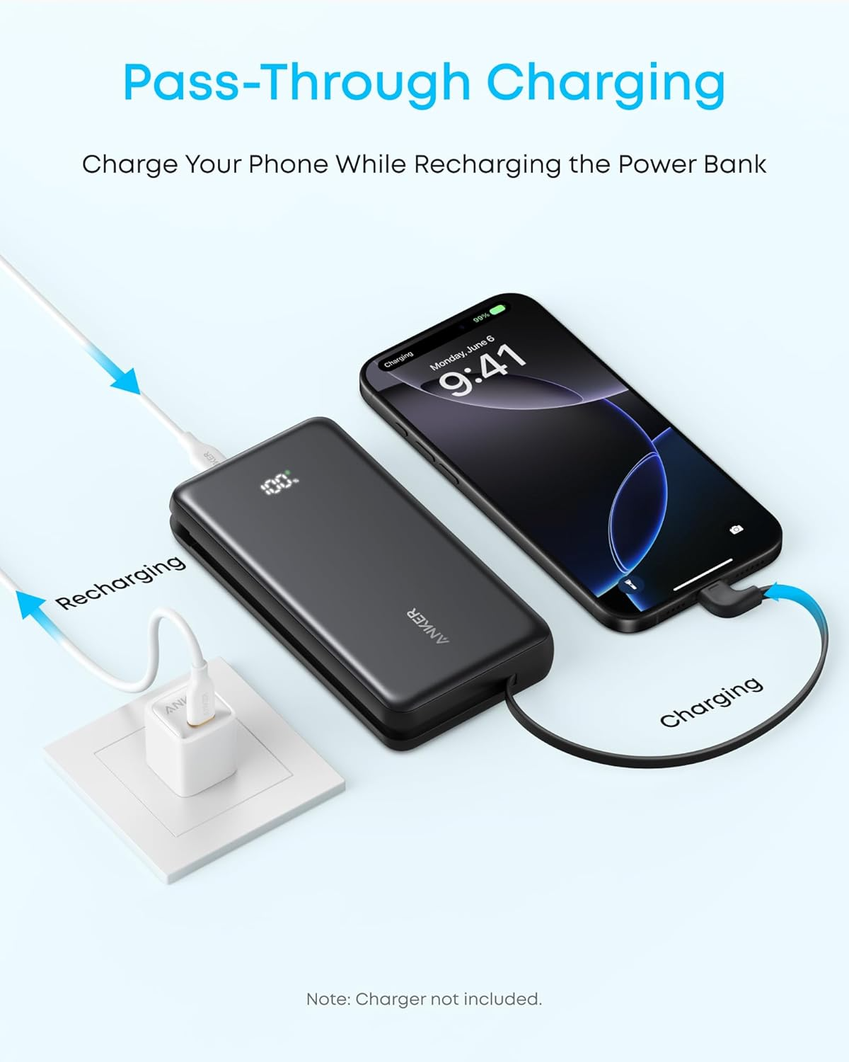 Batteria Esterna Anker Zolo, 10000mAh, 22.5W, QC + PD, 1 x USB-A - 2 x USB-C, Nera A110DH11