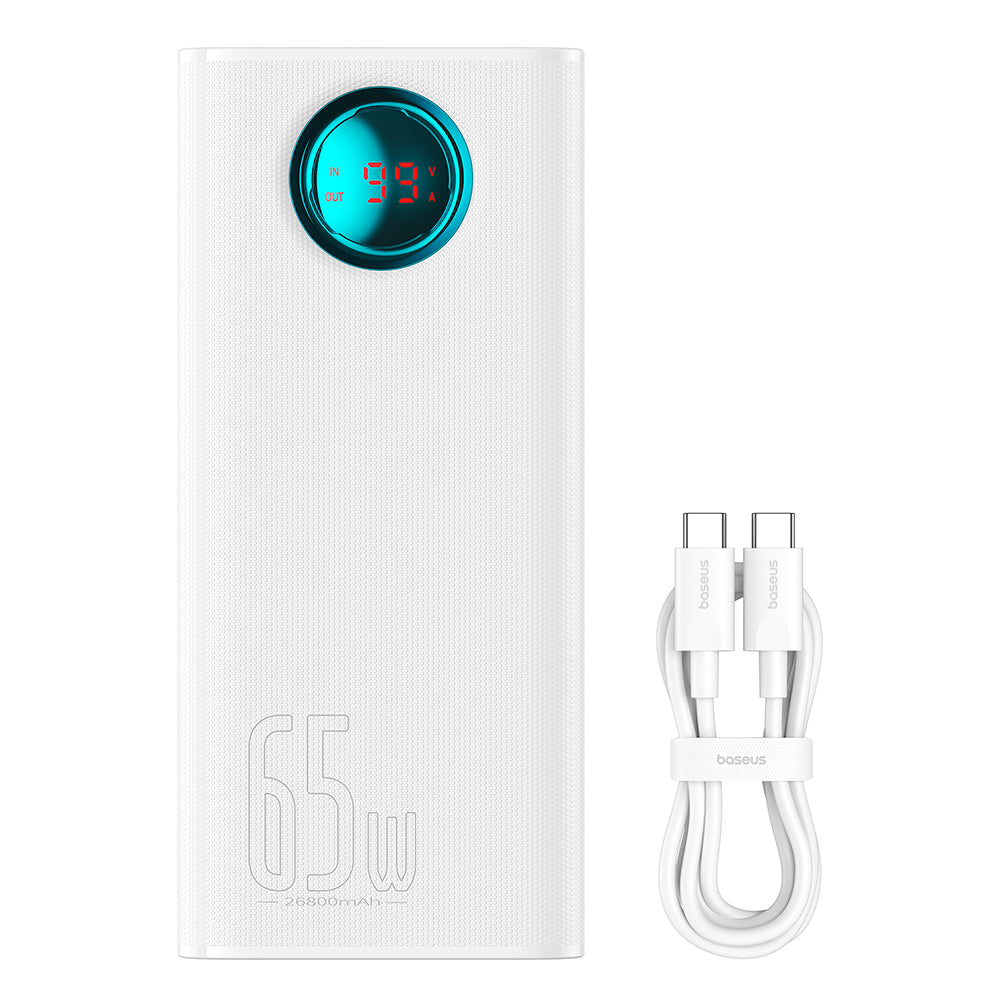 Batteria Esterna Baseus Amblight Display Digitale, 26800mAh, 65W, QC + PD, 1 x USB-C - 4 x USB-A, Bianca P10022402223-00