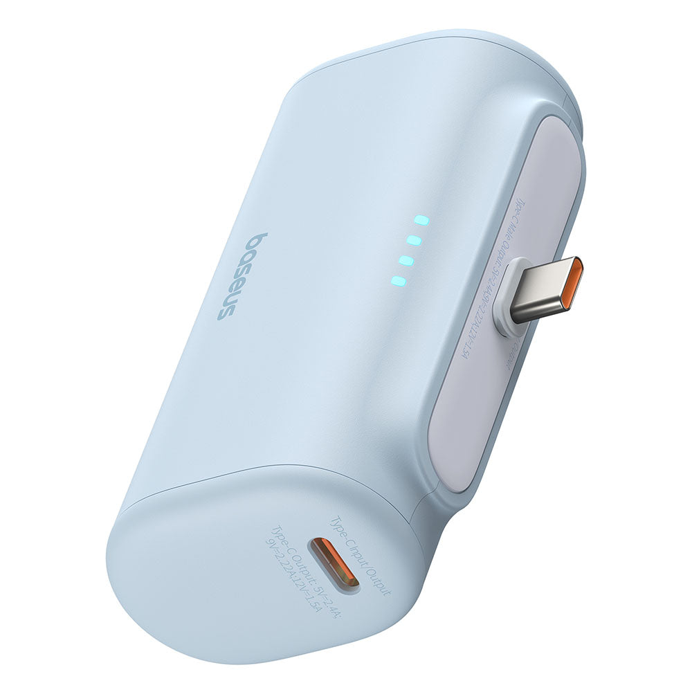 Baseus Compact External Battery, 5000mAh, 20W, PD, 2 x USB-C, Blue P10068306313-00