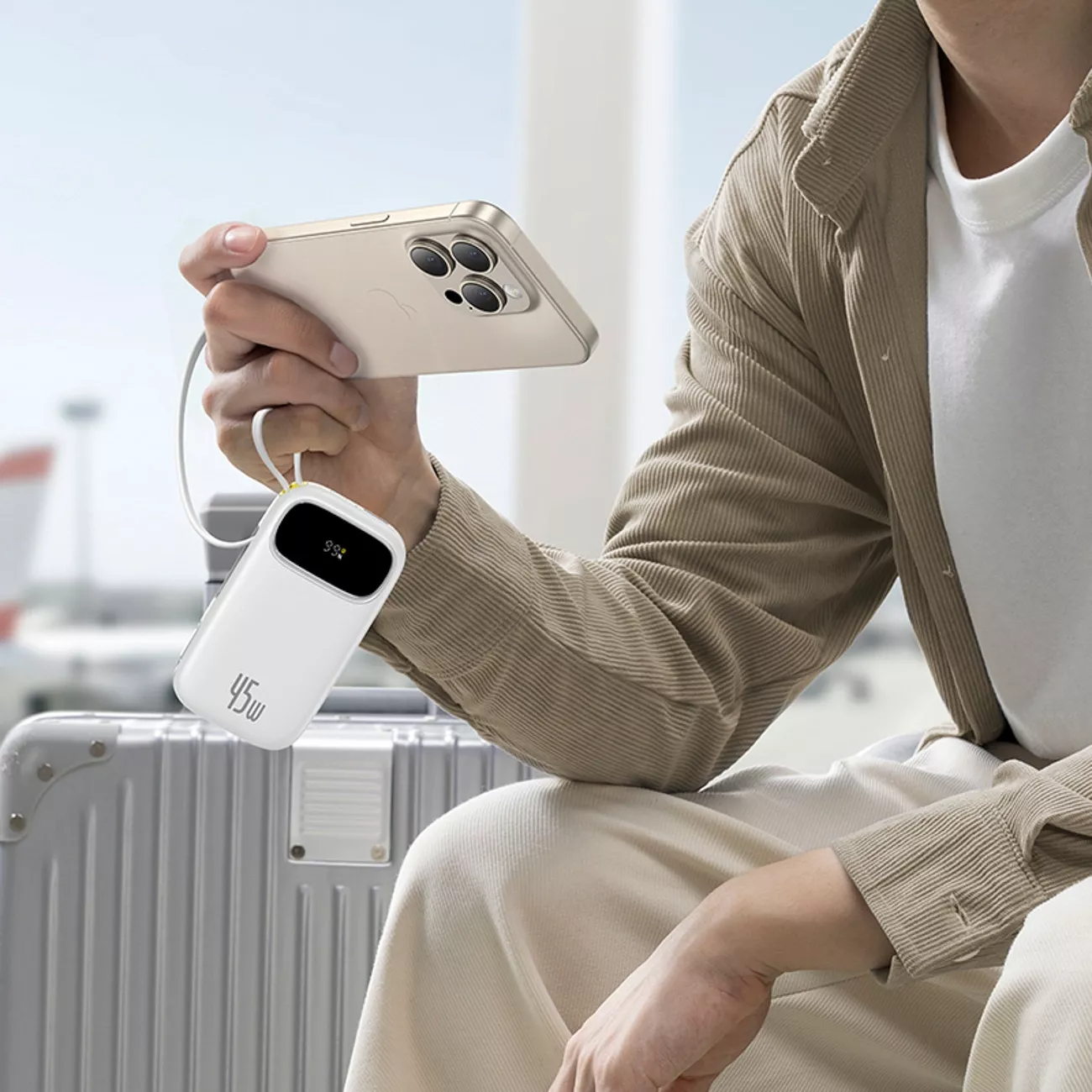 Batteria Esterna Baseus EnerFill FC31, 20000mAh, 45W, QC + PD, 1 x Lightning - 1 x USB-A - 2 x USB-C, Bianca P10082105213-00