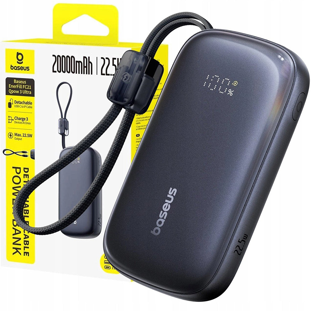 Batteria Esterna Baseus EnerFill FC21 Qpow 3 Ultra, 20000mAh, 22.5W, QC + PD, 1 x USB-A - 1 x USB-C, Nera E0027M00