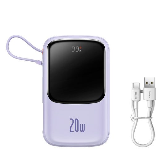 Batteria Esterna Baseus Qpow Pro, 20000mAh, 20W, QC + PD, 1 x Lightning - 1 x USB-A - 1 x USB-C, Viola PPQD030005