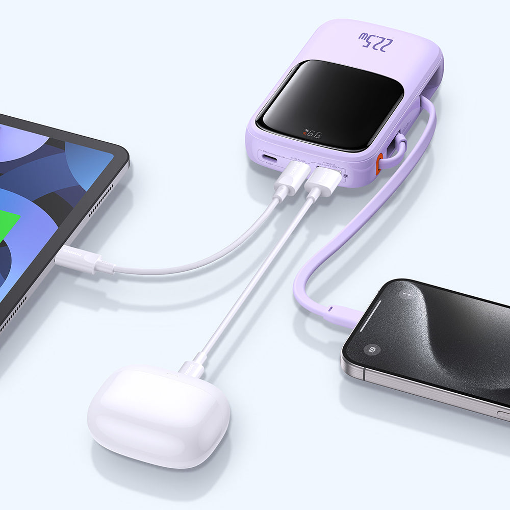 Batteria Esterna Baseus Qpow Pro+, 10000mAh, 22.5W, QC + PD, 1 x USB-A - 2 x USB-C, Viola P10067101513-00