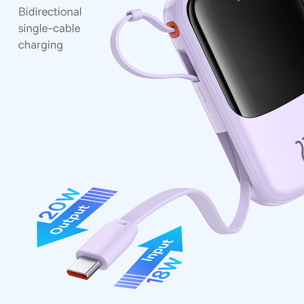 Batteria Esterna Baseus Qpow Pro+, 10000mAh, 22.5W, QC + PD, 1 x USB-A - 2 x USB-C, Viola P10067101513-00