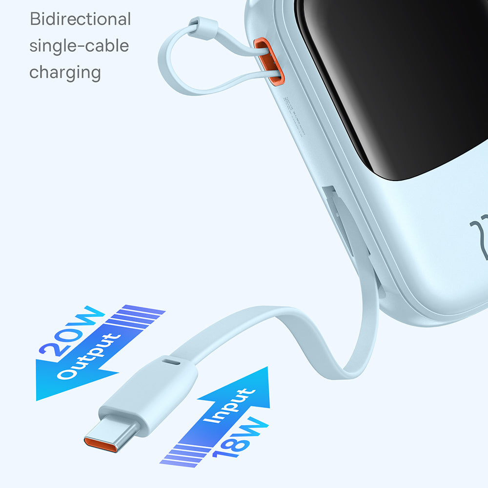 Batteria Esterna Baseus Qpow Pro+, 20000mAh, 22.5W, QC + PD, 1 x USB-A - 2 x USB-C, Blu P10067103313-00