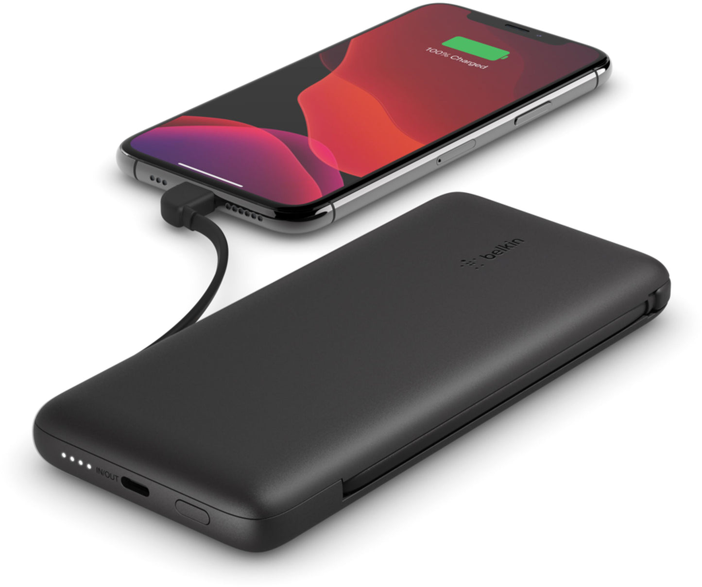 Batteria Esterna Belkin BoostCharge Plus, 10000mAh, 23W, QC + PD, 1 x Lightning - 2 x USB-C, Nera BPB006btBLK