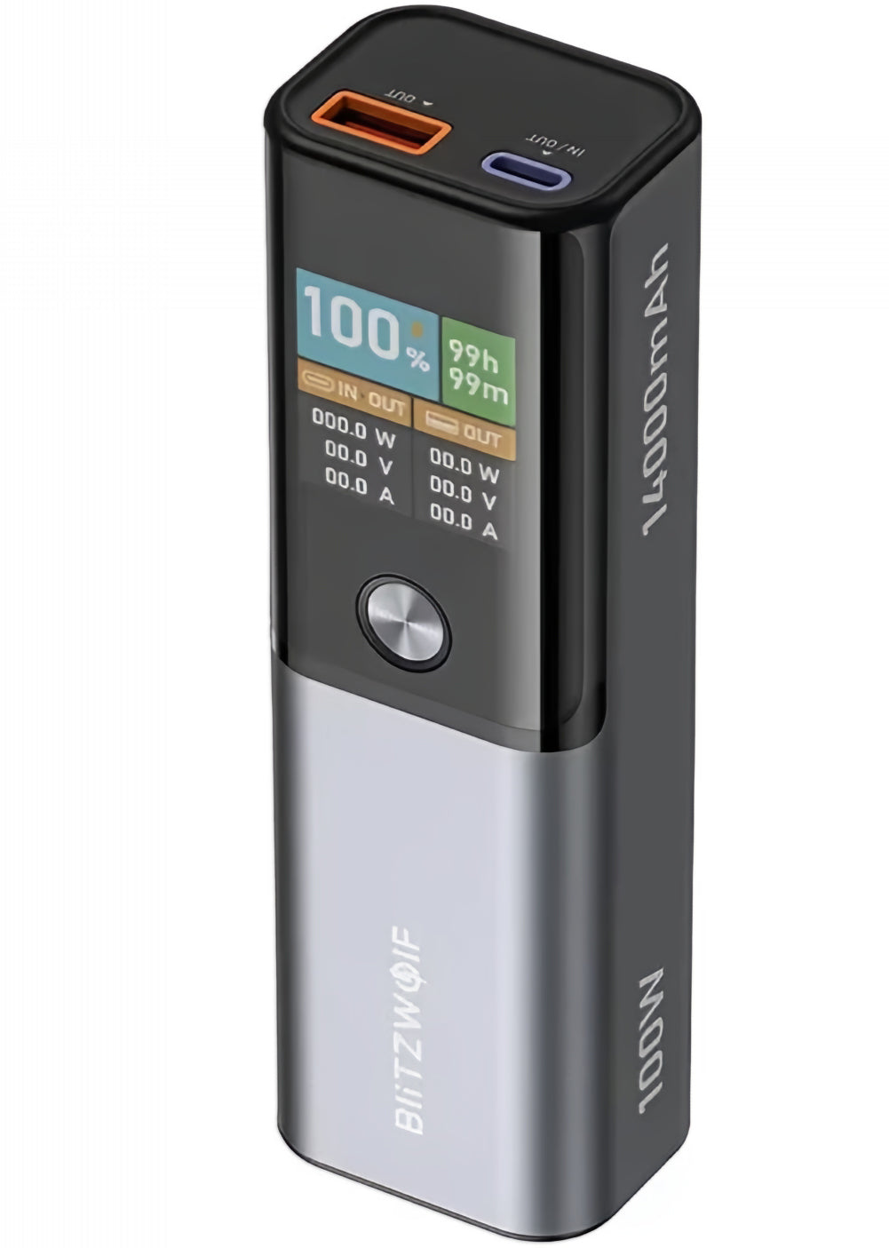 Batteria Esterna BlitzWolf BW-P23, 14000mAh, 100W, QC + PD, 1 x USB-A - 1 x USB-C, Grigio