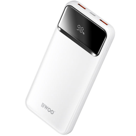 Batteria Esterna BWOO BO-P34, 10000mAh, 22.5W, QC + PD, 1 x USB-C - 2 x USB-A, Bianca
