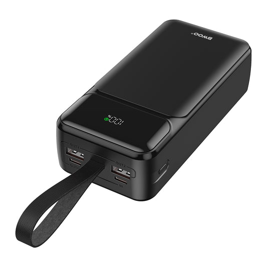 Batteria Esterna BWOO BO-P66, 30000mAh, 65W, QC + PD, 1 x USB-C - 2 x USB-A, Nera