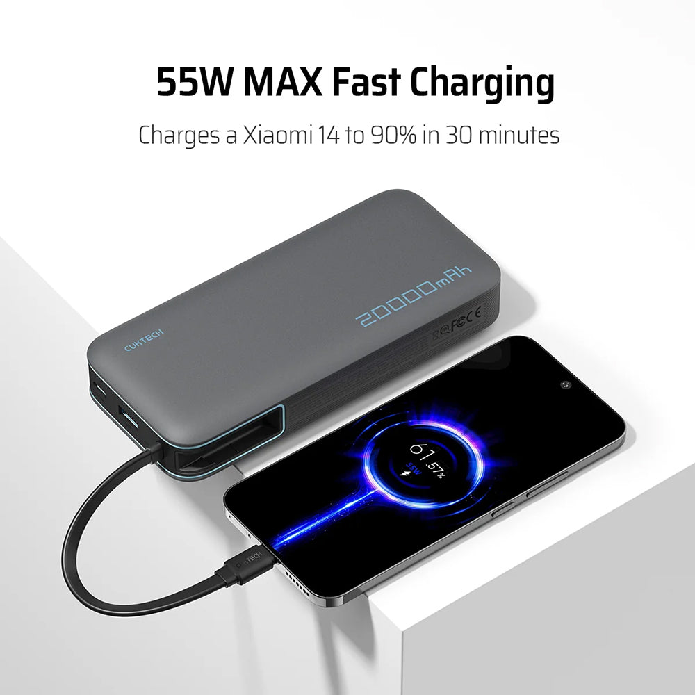 Batteria Esterna Cuktech LPB200N, 20000mAh, 45W, QC + PD, 1 x USB-A - 2 x USB-C, Bianca CUKP200NGLLG