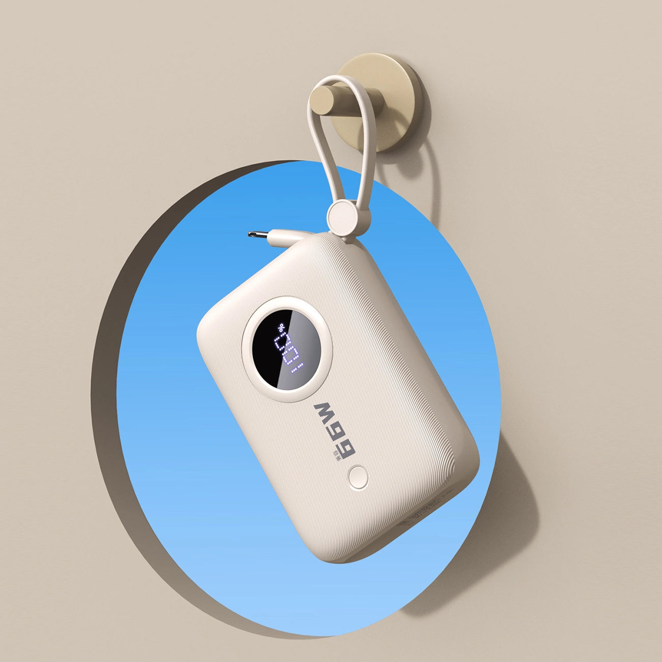 Dudao K14 External Battery, 10000mAh, 22.5W, QC + PD, 1 x Lightning - 1 x USB-A - 2 x USB-C, Beige