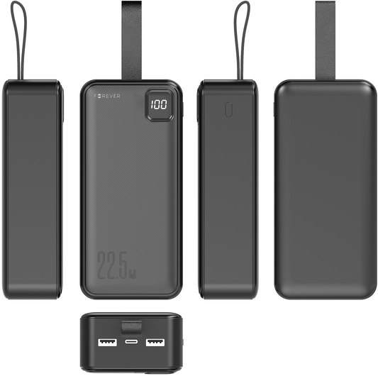 Power bank Forever TB-300XL, 30000 mAh, 22,5 W, QC + PD, 1 x USB-C - 2 x USB-A, nero