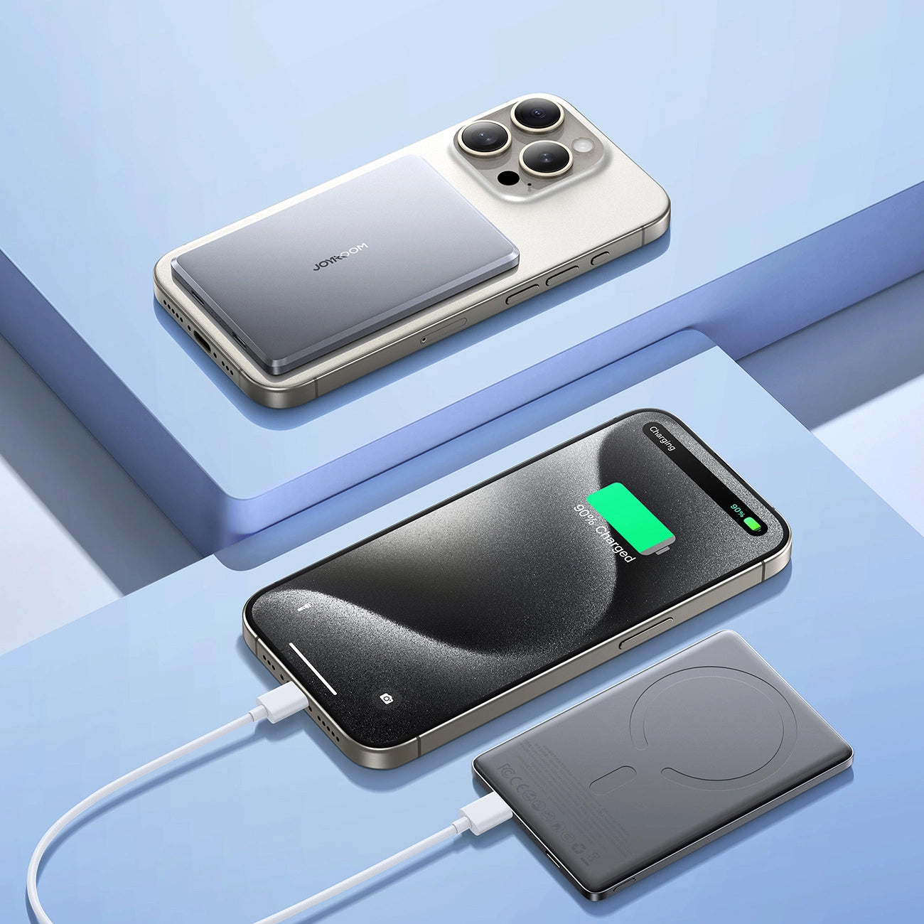 Batteria Esterna Wireless Joyroom JR-PBM08, 5000mAh, 20W, PD + FQI, 1 x QI - 1 x USB-C, Grigio
