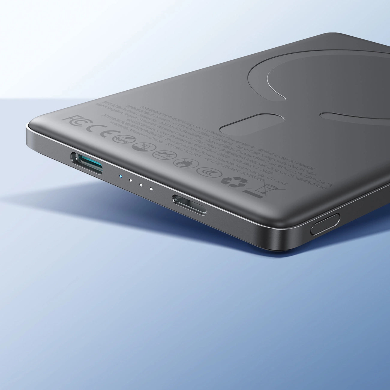Batteria Esterna Wireless Joyroom JR-PBM08, 5000mAh, 20W, PD + FQI, 1 x QI - 1 x USB-C, Grigio