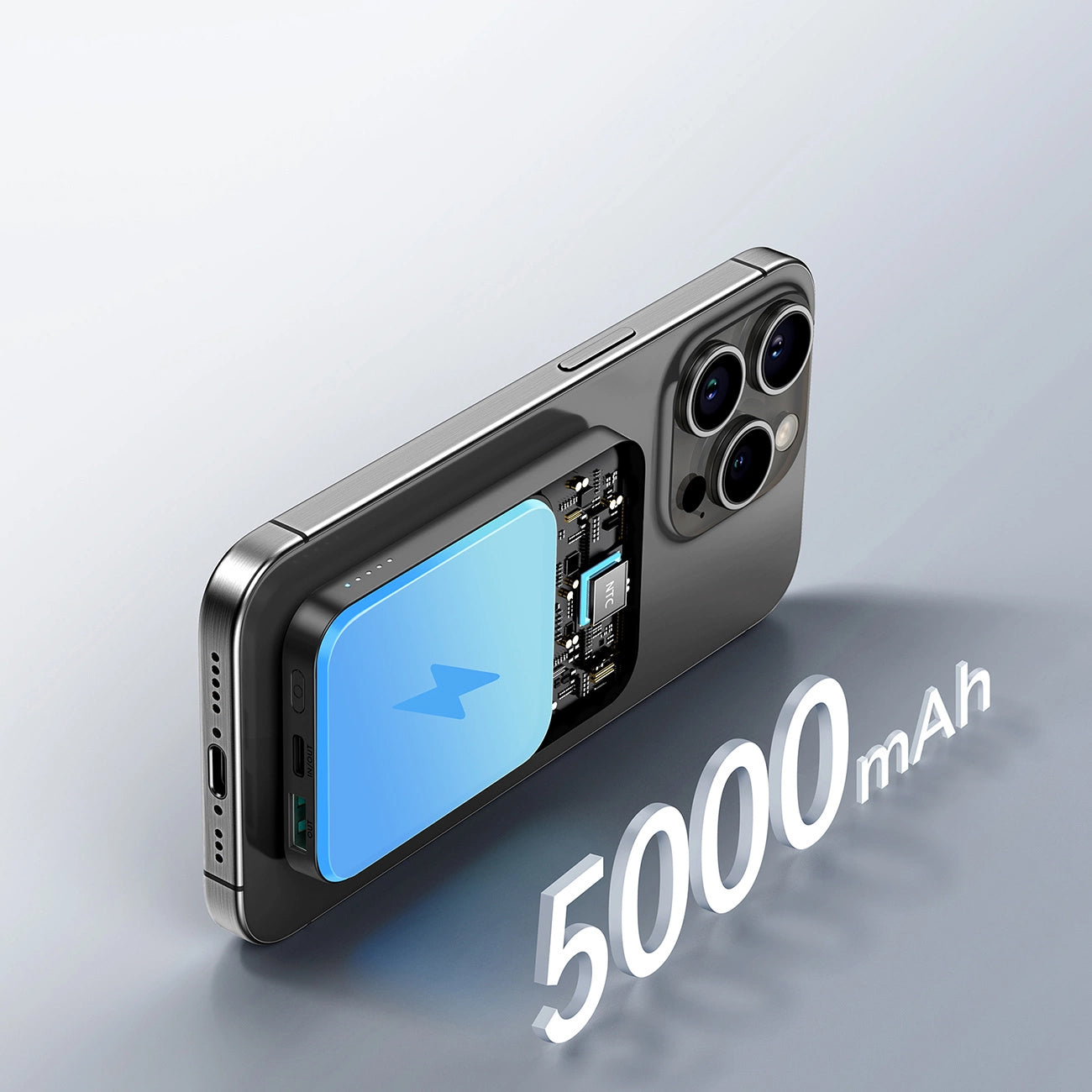 Batteria Esterna Wireless Joyroom JR-W020 Mini, 5000mAh, 20W, QC + PD + FQI, 1 x QI - 1 x USB-A - 1 x USB-C, Nera