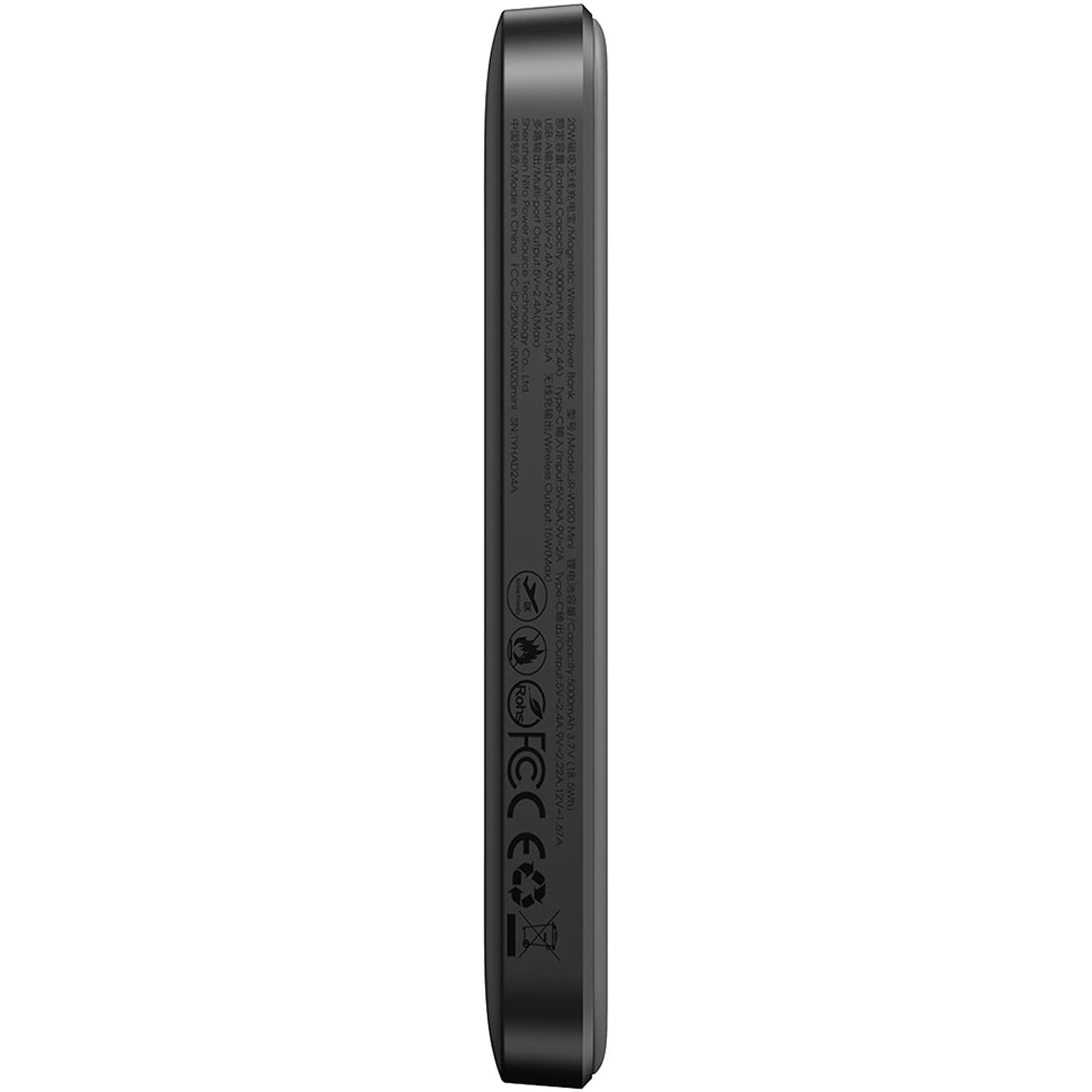 Batteria Esterna Wireless Joyroom JR-W020 Mini, 5000mAh, 20W, QC + PD + FQI, 1 x QI - 1 x USB-A - 1 x USB-C, Nera