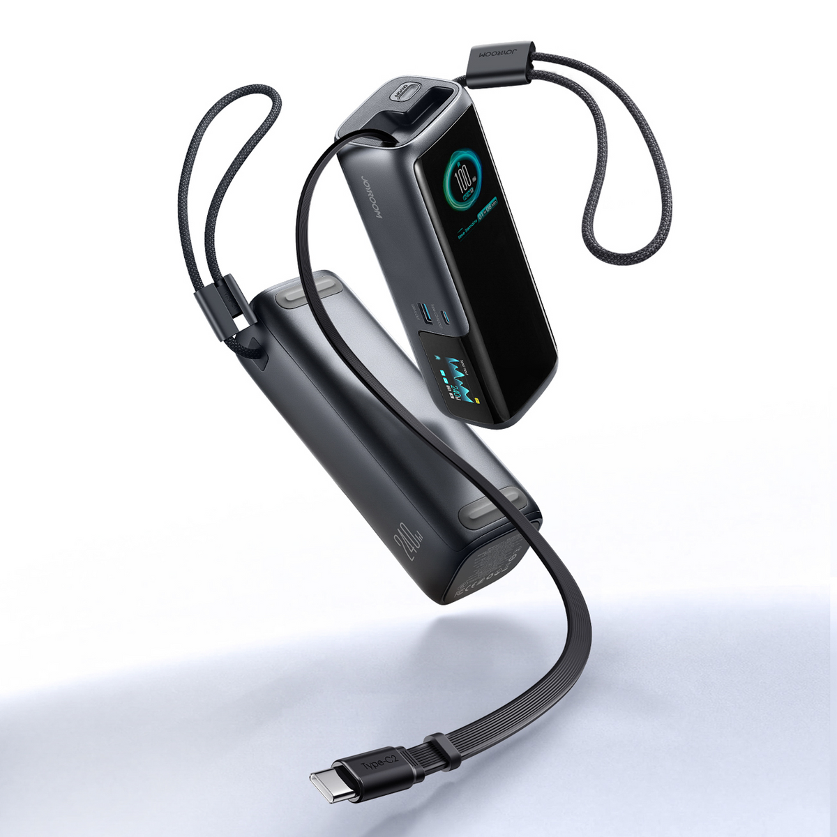 Batteria esterna Joyroom PODIX PR70, 25000 mAh, 240 W, QC + PD, 1 x USB-A - 3 x USB-C, nera