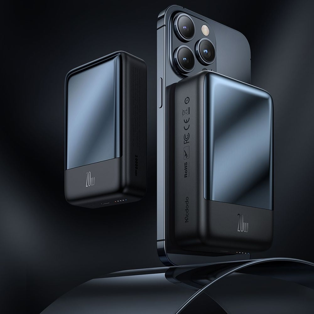Batteria Esterna Wireless McDodo MC-5021 Ambilight, 20000mAh, 20W, PD + FQI, 1 x QI - 1 x USB-C, Nera