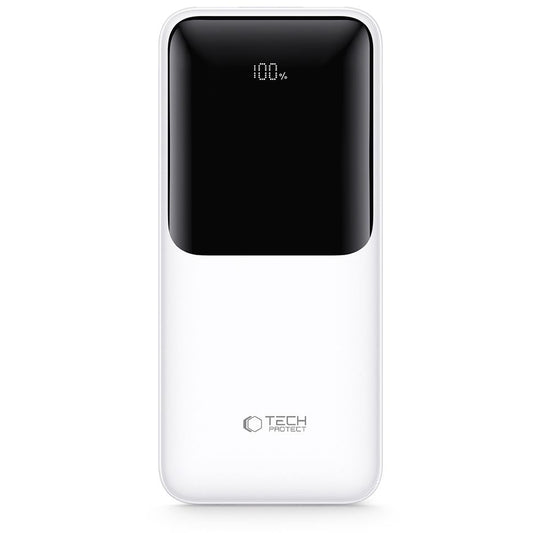 Batteria Esterna Tech-Protect PB02, 20000mAh, 22.5W, QC + PD, 1 x USB-C - 2 x USB-A, Bianca