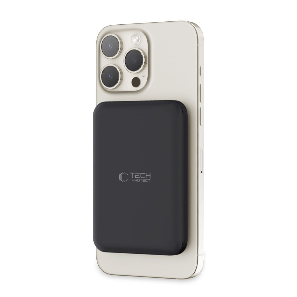 External Wireless Battery Tech-Protect PB10 LifeMag, 5000mAh, 15W, PD + FQI, 1 x QI - 1 x USB-C, Black
