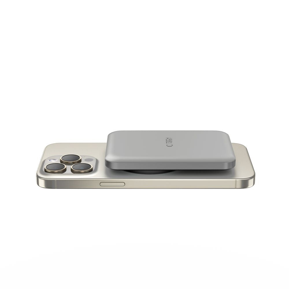 Batteria esterna wireless Tech-Protect PB10 LifeMag, 5000mAh, 15W, PD + FQI, 1 x QI - 1 x USB-C, Grigio