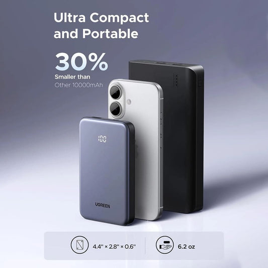 Batteria Esterna UGREEN 75131B, 10000mAh, 22.5W, QC + PD, 1 x USB-A - 1 x USB-C, Grigio