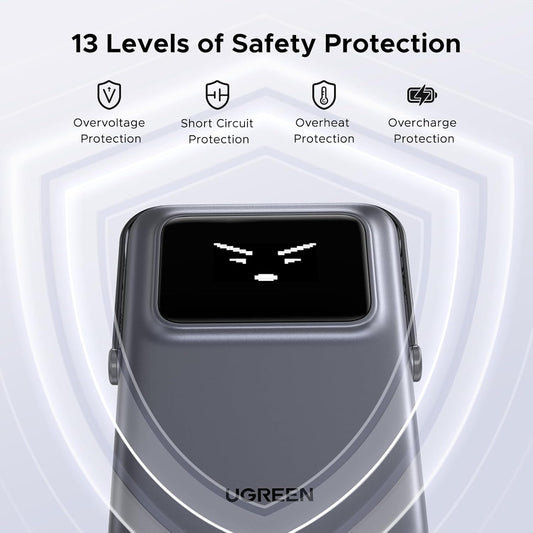 Batteria Esterna Wireless UGREEN PB572 Uno, 10000mAh, 20W, PD + FQI, 1 x QI - 1 x USB-C, Grigio