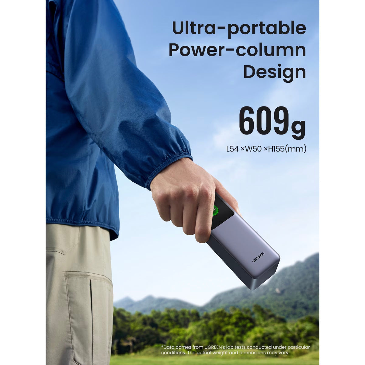 UGREEN PB722 External Battery, 25000mAh, 200W, QC + PD, 1 x USB-A - 2 x USB-C, Gray