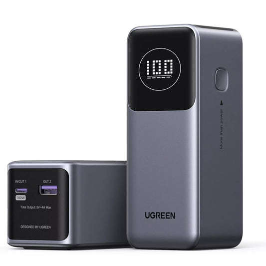 UGREEN PB724 Batteria esterna, 12000mAh, 100W, QC + PD, 1 x USB-A - 1 x USB-C, Grigio