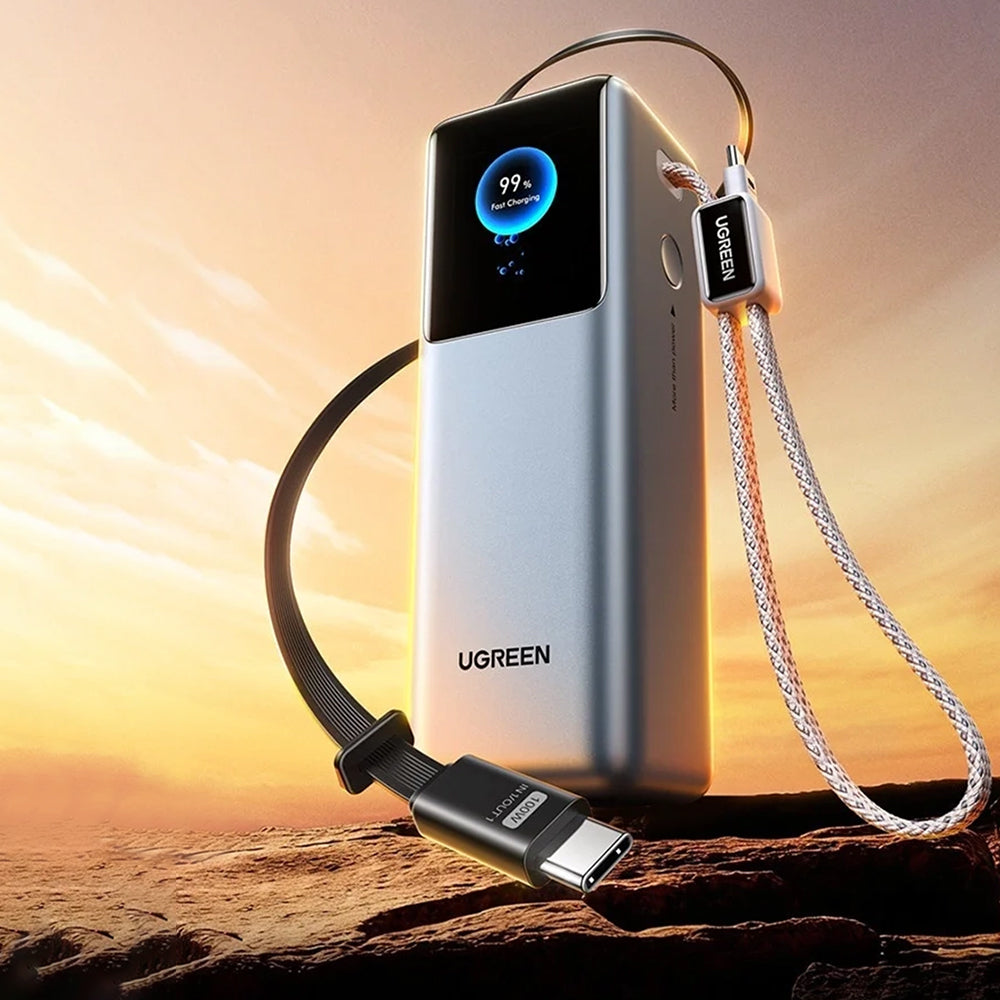 Batteria Esterna UGREEN PB728 (75702B), 25000mAh, 200W, QC + PD, 1 x USB-A - 2 x USB-C, Grigio