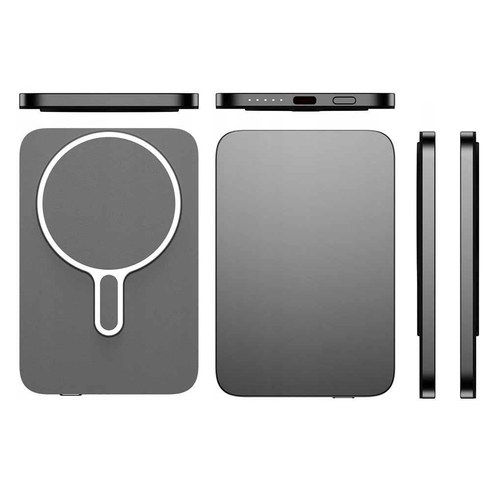 Batteria Esterna Wireless 3MK MagSnap Go, 5000mAh, 20W, PD + FQI, 1 x QI - 1 x USB-C, Grigio