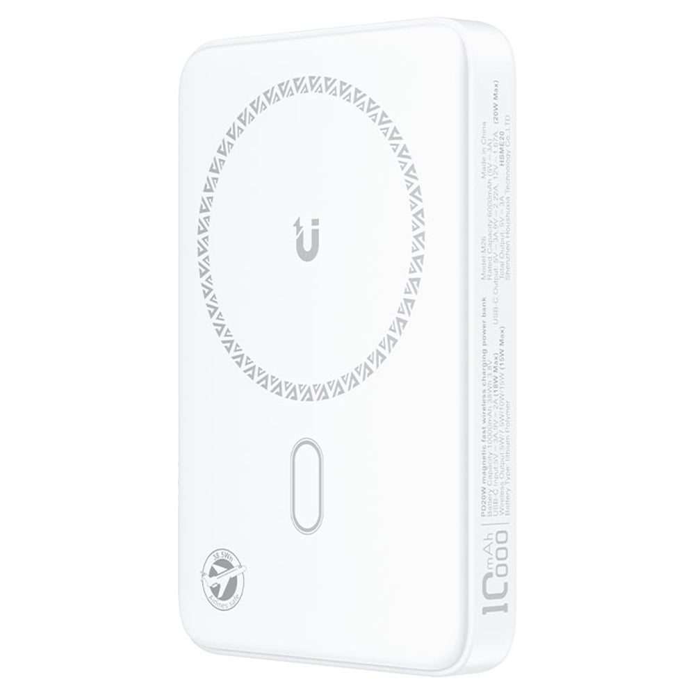 Batteria Esterna Wireless Acefast M26, 10000mAh, 20W, PD + FQI, 1 x QI - 1 x USB-C, Bianca