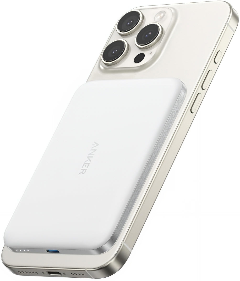 Batteria Esterna Wireless Anker Nano, 5000mAh, 20W, PD + FQI, 1 x QI - 1 x USB-C, Bianca A1665H21