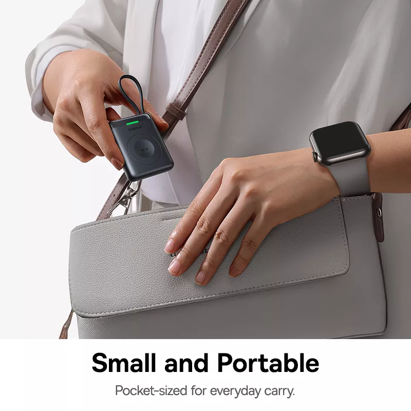 Batteria Esterna Wireless Baseus EnerFill FW11 per Apple Watch Series, 1640mAh, 5W, 1 x QI, Nera E0205301