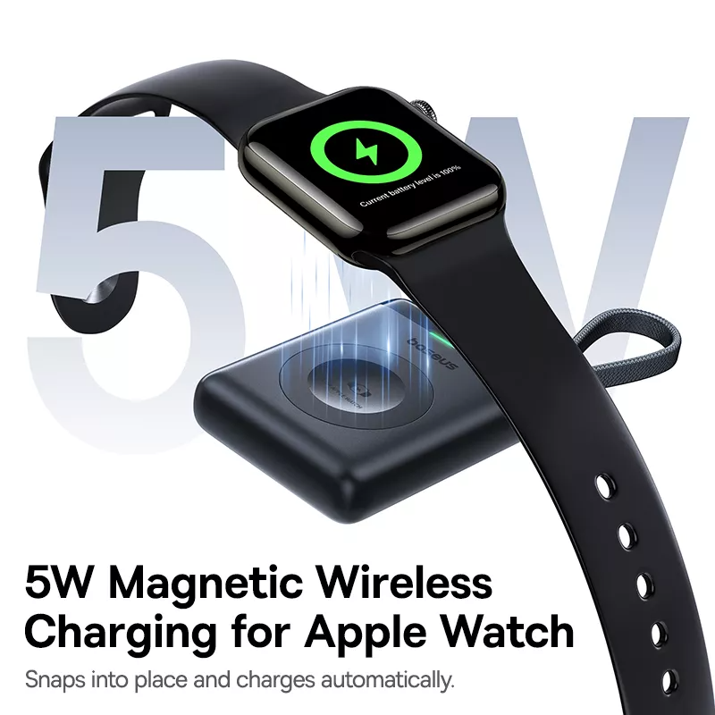Batteria Esterna Wireless Baseus EnerFill FW11 per Apple Watch Series, 1640mAh, 5W, 1 x QI, Nera E0205301