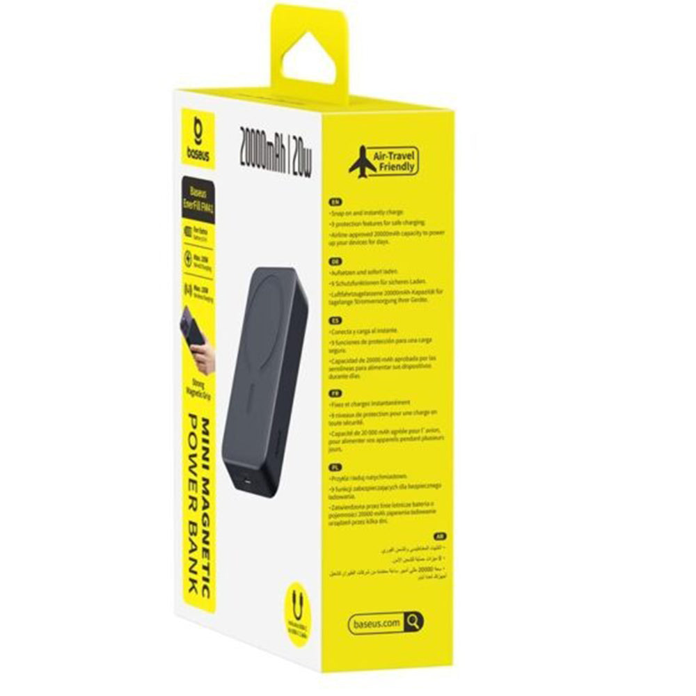Batteria Esterna Wireless Baseus EnerFill FM41, 20000mAh, 20W, PD - FQI, 1 x QI - 1 x USB-C, Nera E0027U00